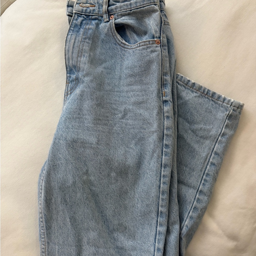 Zara Light Blue Straight Leg Jeans